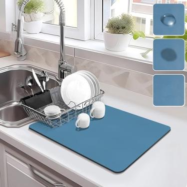 Imagem de ZEAVOLA Tapete de Secagem para Bancadas de Cozinha, Tapete de Café para Esconder Manchas, Tapete de Secagem de Pratos Absorvente com Suporte de Borracha