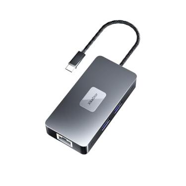 Imagem de Estação de ancoragem para laptop, hub XikeStor 7 em 1 USB C para HDMI, adaptador multiportas com Ethernet de 2,5 G, USB duplo 3.2 10 Gbps, 100W PD, monitor HDMI 4K, leitor de cartão SD/TF 3.0 para