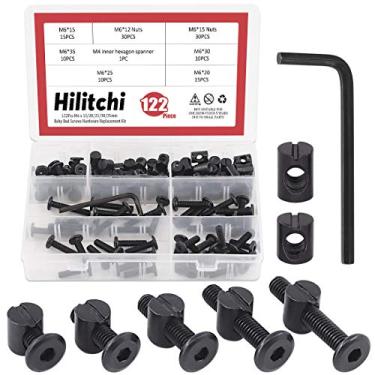 Imagem de Hilitchi M6 120Pcs Parafusos de Cabeça Sextavada Preta Parafusos de Barril Porcas de Ferragens Kit Sortido para Berço Cama de Bebê Móveis Berços e Cadeiras (15 Mm/20 Mm/25 Mm/30 Mm/35 Mm-Kit Sortido)