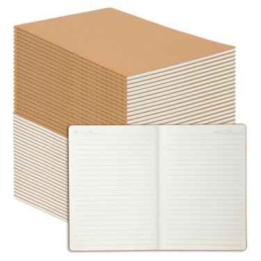 Imagem de miikoul 48 cadernos Kraft forrados, diários de viagem A5 a granel, 80 GMS, 14 x 21 cm, 60 páginas/30 folhas, cadernos pautados universitários para adultos, crianças, estudantes, escola, escritório,