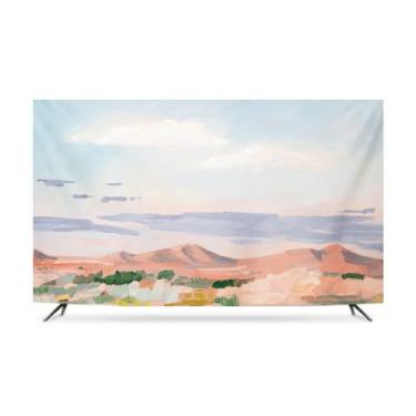 Imagem de JONKMY Capa protetora contra poeira para TV interna 81.3 cm-203.2 cm LCD LED TV Display Protector Fashion Art Printing TV Dust Proof Protect Cover Televisions Computer Monitor Cover-Pink-2||203.2 cm