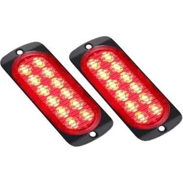 Imagem de Hifybaty Pacote com 2 luzes traseiras de freio de freio LED vermelho com carcaça de alumínio, iluminação de montagem em superfície impermeável compatível com DOT para caminhão, trator Jeep RV