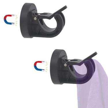 Imagem de YYST Suporte magnético para toalhas, cabide de toalha para porta, geladeira, fogão de cozinha, forno, máquina de lavar louça, máquina de lavar roupa - à prova de gatinhos (2, preto)