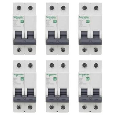 Imagem de 6 Disjuntores Easy9 50A Bifásico 230V 3kA - SCHNEIDER