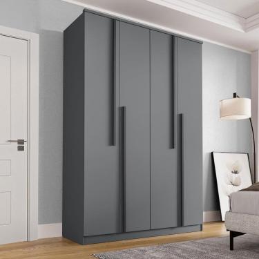 Imagem de Guarda Roupa Solteiro 4 Portas 2 Gavetas Sarah CabeCasa MadeiraMadeira Grafite