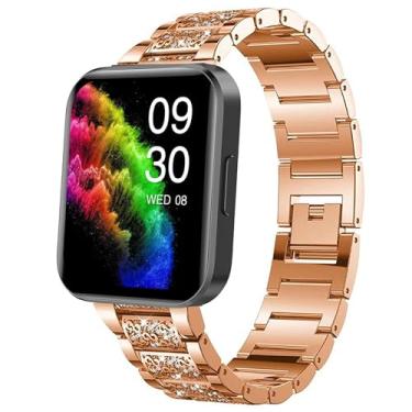 Imagem de Compatível com pulseiras de relógios inteligentes RUIMEN, Lamshaw 22 mm de liberação rápida, joia feminina, diamante brilhante, pulseira de substituição ajustável, acessórios esportivos compatíveis