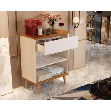 Imagem de Aparador Buffet Beatriz Cantinho do café 1 gaveta com pés retrô - Off 