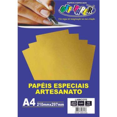 Imagem de Papel Lamicote A4 250g Ouro Off Paper - 10 Folhas