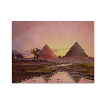 Imagem de JZSDGB Arte de parede em tela clássica - impressões de Thomas Seddon - reprodução de pinturas a óleo famosas - pirâmides em Gizeh, pôster de 1855 imagens em tela arte de parede para decoração de casa