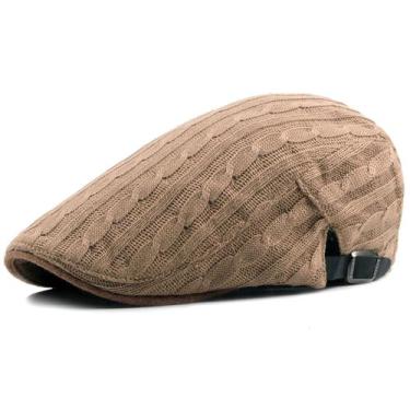 Imagem de Boina Clássica Tricô de Lã Viseira Plana Bordada Retro Moda Outono Inv