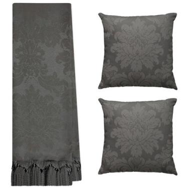 Imagem de Kit Manta Xale para Sofá e Cama Jaquard com 2 Capas de almofadas - MUM