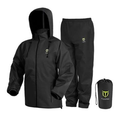 Imagem de Roupa de Chuva TIDEWE Impermeável e Respirável - Leve e Preta - Tamanh