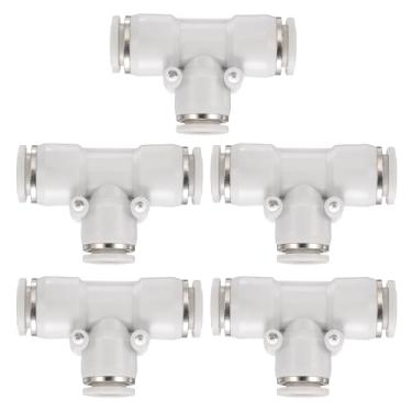 Imagem de HARFINGTON 5 peças de encaixes push to connect tubo de 1/2 polegada OD x 3/8 polegadas OD, kit de encaixe pneumático de mangueira de ar de conexão rápida de plástico T reduzindo 3 vias conector de