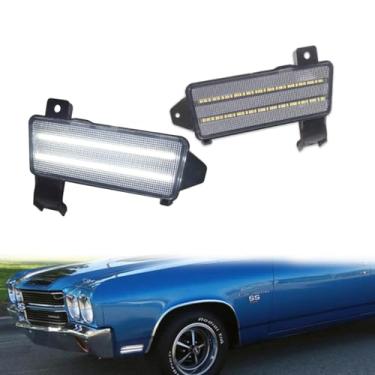 Imagem de ADIIL Lente transparente LED branco LH+RH par de luzes marcadoras laterais inferiores para Chevy Chevelle El Camino 1970