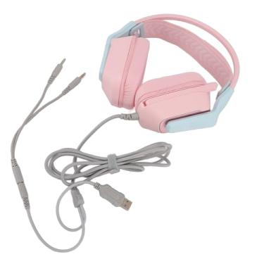 Imagem de Fone de Ouvido para Jogos Com Faixa Com a Cabeça Com Plug Plug e Reprodução de Volume de Orelhas Macias Com Microfone para Laptop Pc Laptop Console Fone de Jogo de Jogos (Rosa)