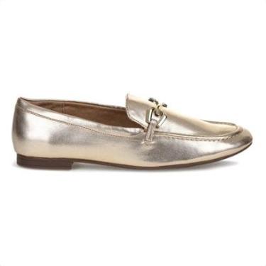 Imagem de Mocassim Anacapri Bridão Quadriculado Dourado - Feminino-Feminino
