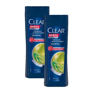 Imagem de Kit 2 Shampoos Anticaspa Clear Men Controle e Alívio da Coceira 400ml cada