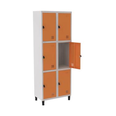 Imagem de Roupeiro De Aço Guarda-Volume Locker 6 Portas Montável Laranja