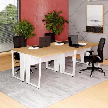 Imagem de Estação Trabalho Escritório p/ 4 Pessoas 240cm Pé Metal F5 - F5 Office