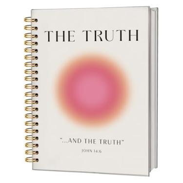 Imagem de FLVGE Caderno Aura Aesthetics, Caderno Bíblia A Verdade, Escritura Cristã João 14:6 Cadernos espirais de capa dura da Bíblia para material escolar, escritório em casa, 14:6