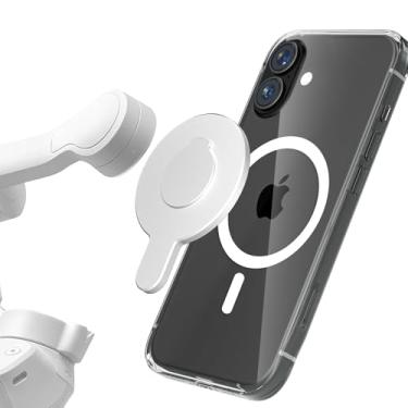 Imagem de ALAFLY Suporte magnético de liberação rápida DJI OM, adaptador de metal para DJI Osmo Mobile 7P 7 SE 6 5 4, compatível com acessórios estabilizadores de suspensão cardan MagSafe, prata