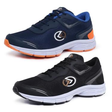 Imagem de Kit 2 Pares Tênis Masculino Esportivo Academia Treino Muscuçaão Caminhada Combo (Preto+Marinho/Laranja, BR, Adulto, Numérico, 42)