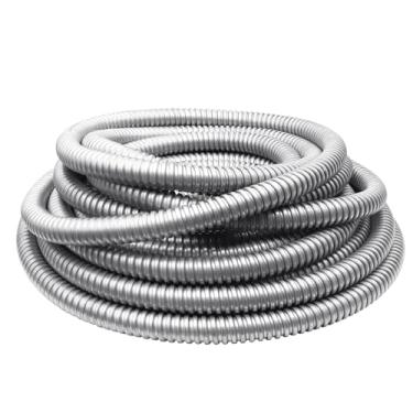 Imagem de Xadnitu Conduíte elétrico de parede reduzida flexível de 1/2 polegada, tubo de manga de cabo dividido galvanizado a ferro de 25 pés para gerenciamento de cabos industriais, residenciais, fiação e