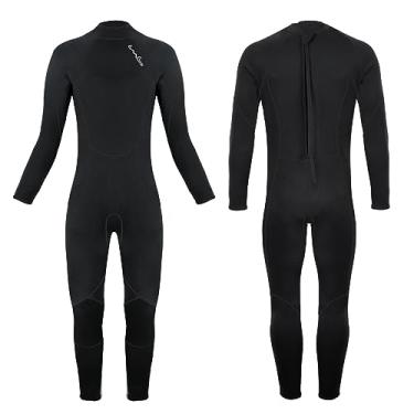 Imagem de OMGear Roupa de mergulho para crianças 3 mm neoprene completo traje de mergulho preto manga longa roupa de banho térmica crianças meninos júnior mergulho surf snorkeling equipamento (preto, 4)