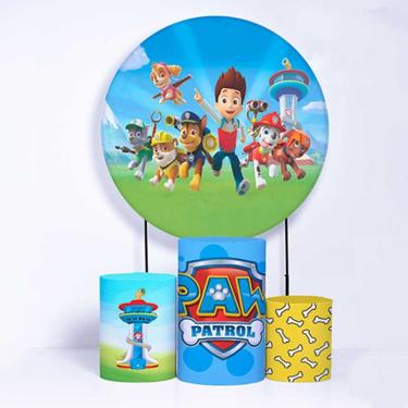 Imagem de Kit Painel de Festa Redondo de 1,50m e Trio de Cilindros Patrulha Canina - Fera Print