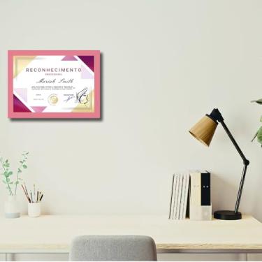 Imagem de Genérico, Certificado Decorativo Salão Escritório C Moldura e Vidro A4 Cor:Rosa