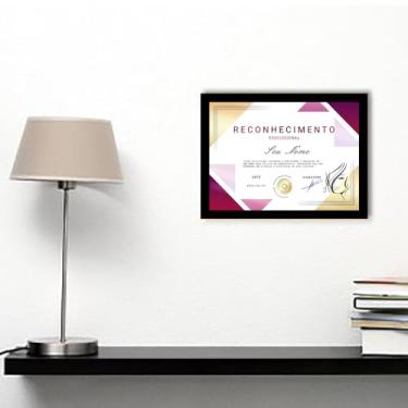 Imagem de Genérico, Certificado Decorativo Salão Escritório C Moldura e Vidro A4 Cor:Preto