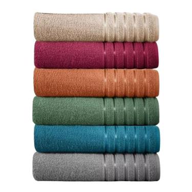 Imagem de Kit 5 Toalhas Banho Confort Teka Sortidas Pousada Hotel Felpuda 100% A