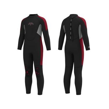 Imagem de XUKER Roupa de mergulho infantil para meninos e meninas 3 mm térmica comprimento total com zíper nas costas