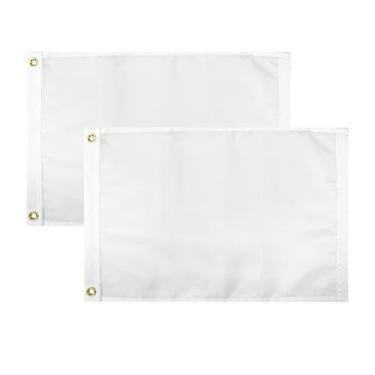 Imagem de Flagolden Bandeira branca sólida, 30,5 x 45,7 cm, pacote com 2, bandeiras brancas pequenas em branco, lisas e resistentes, bandeiras DIY para criar seu próprio banner personalizado