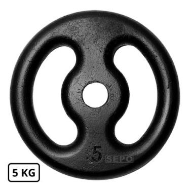 Imagem de Anilha de Ferro Fundido Pintada 5 Kg Preta - SEPO