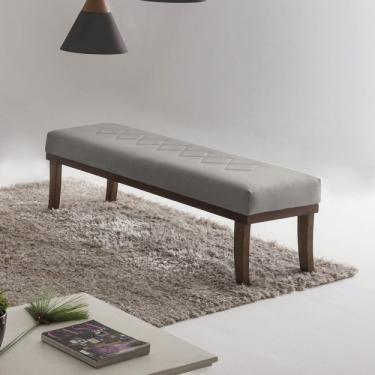 Imagem de Puff Para Quarto 160cm Linho Theo Sofani Cinza/imbuia