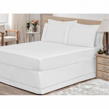Imagem de Saia para Cama Box Casal King 01Peça Branco Bordados Ricardo