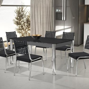 Imagem de Conjunto Sala De Jantar Mesa Retangular Com 6 Cadeiras Natani