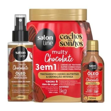Imagem de Salon Line Kit Creme 1kg + Óleo Reparador 50ml + Óleo Perfumado Cachos