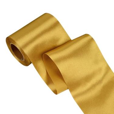Imagem de Simplegoal Fita de cetim dourada antiga de 10 cm 25 metros de tecido grande fita de seda para embrulho de presente kit de cerimônia de corte grande abertura cadeira faixa mesa cabelo carro laços