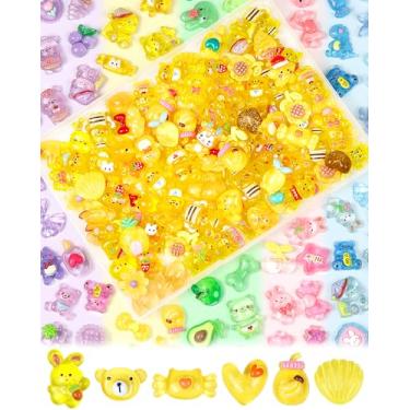 Imagem de FIVEIZERO Conjunto de 100 pingentes fofos de geleca – berloques de resina kawaii flatback para artesanato, mini enfeites de acrílico decoden para capas de telefone, álbuns de recortes e decoração DIY