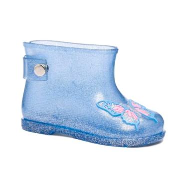 Imagem de Bota Galocha Infantil Menina Funfy Kids Borboleta 001A (Azul, BR, Criança de 4 a 8 anos, Numérico, 29)