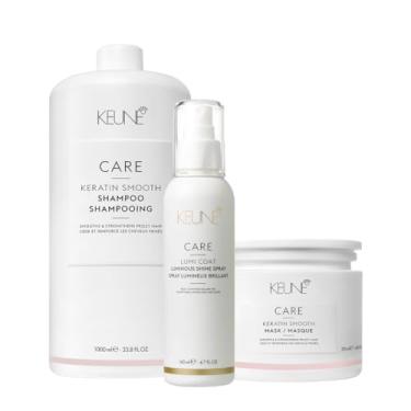 Imagem de Kit Keune Care Keratin Smooth Shampoo Litro Máscara e Lumi Coat Finalizador (3 produtos)