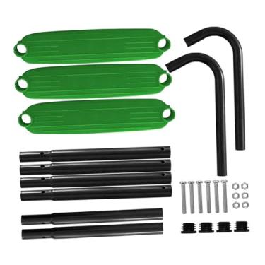 Imagem de YIJU Escada de trampolim infantil de 3 degraus largos 40,5 x 13,8 polegadas Acessórios Leve Montagem simples Ajuste universal Destacável, Verde