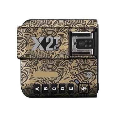 Imagem de Adesivo de flash de câmera antiarranhões para Godox X2T sem fio flash gatilho flash coat wrap película protetora corpo protetor capa de pele X 2T (ouro onda)