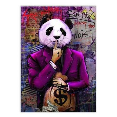 Imagem de Placa Decorativa Panda Criminoso Ilustração Grafite Banksy Decoração Poster Quarto Sala