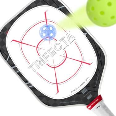 Imagem de Crafted-Brand Auxiliares de treinamento Pickleball (pacote com 6) Sweet Spot Trainer para sua raquete - Trifecta Swing Coach - Treine durante jogos | Desenvolve uma marca azul exatamente onde você