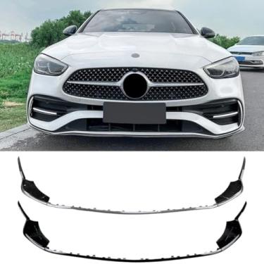 Imagem de Protetor de spoiler labial divisor de para-choque dianteiro compatível com C-Class W206 S206 C200 C260 C43 2022+ Kit de carroceria acessórios para carro (aparência de fibra de carbono)