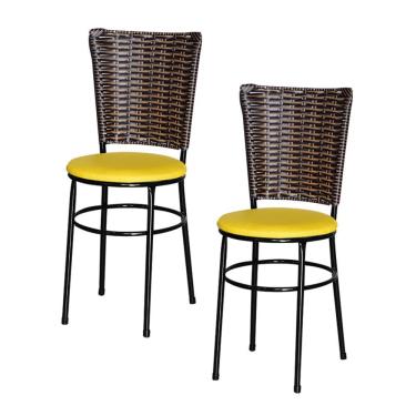 Imagem de 2 Cadeiras Para Mesa Preta Hawai Avelã Cor:amarelo