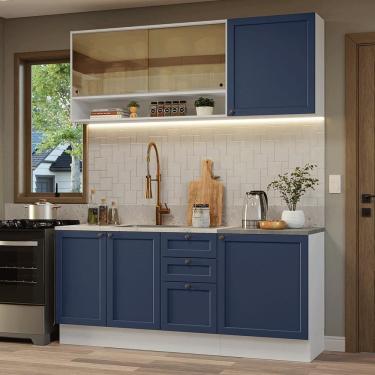 Imagem de Armário de Cozinha Compacta 180 cm Branco/Azul Vik Madesa 04